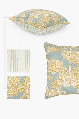 Premium Printed Toile U And G Feather Scatter Cushion, 60x60cm