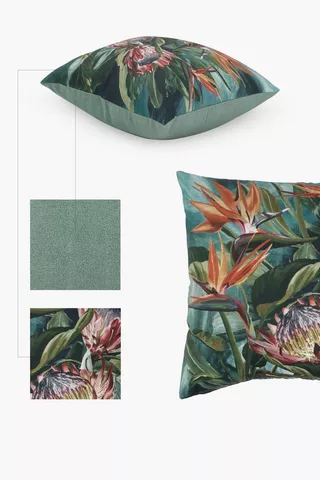 Printed Cardinal Protea Scatter Cushion, 50x50cm