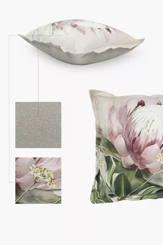 Printed Protea Scatter Cushion, 55x55cm