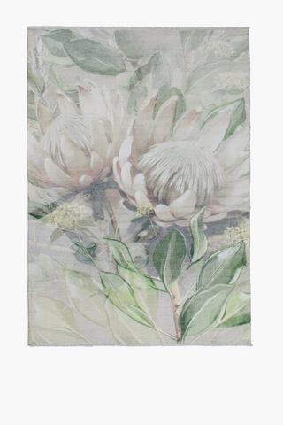 Chenille Printed Dove Protea Rug, 120x180cm