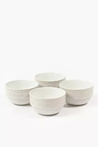 4 Pack Embossed Bowls On Stand