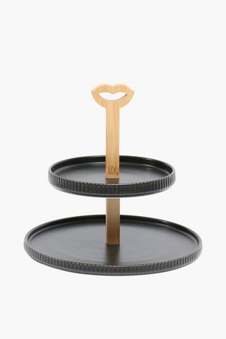 Ribbed Stoneware Cupcake Stand