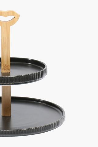 Ribbed Stoneware Cupcake Stand