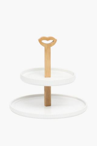 Ribbed Stoneware Cupcake Stand