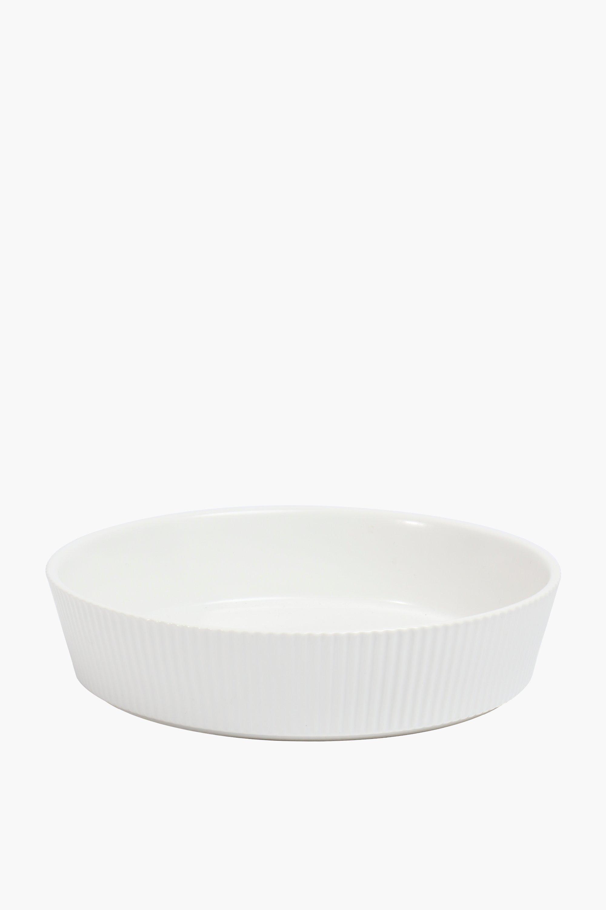 Stoneware White Ribbed Bowl main image 0