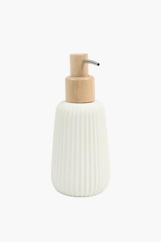 Polyresin Ribbed Bamboo Soap Dispenser