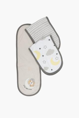 3 Pack Embroidered Sleeping Puppy Burp Cloths