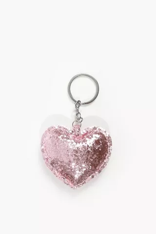 Sequin Heart Key Ring