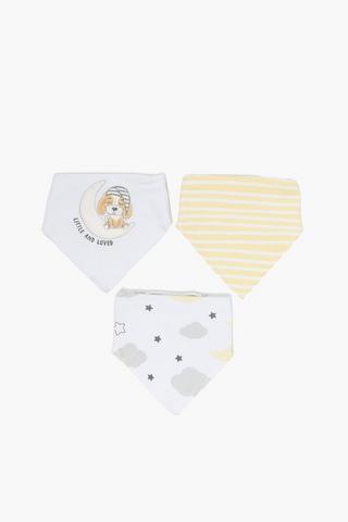 3 Pack Embroidered Sleeping Puppy Bibs