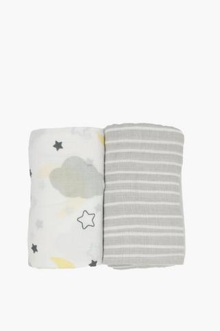 2 Pack Sleeping Puppy Muslin Cloths