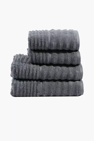 4 Pack Ripple Cotton Towel Set