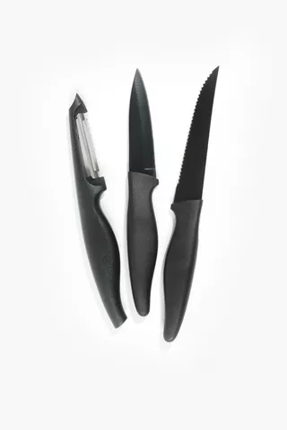 3 Piece Stainless Steel Knife Set With Peeler
