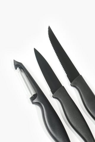 3 Piece Stainless Steel Knife Set With Peeler