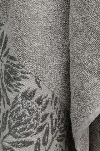 Cotton Embroidered Protea Border Bath Sheet, 85x150cm
