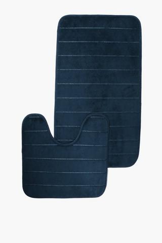 2 Pack Linear Embossed Foam Bath Mat Set