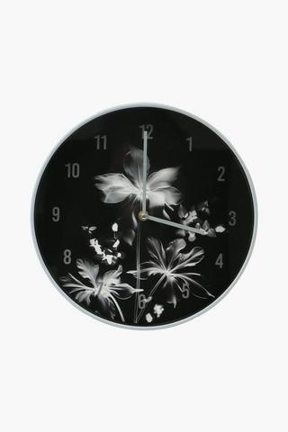 Dark Floral Clock, 30cm