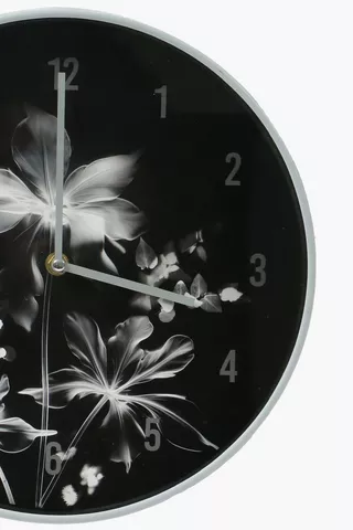 Dark Floral Clock, 30cm