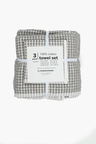 3 Pack Cotton Cube Check Towel Set