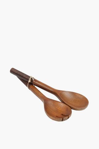 Dalia Etched Wooden Salad Servers