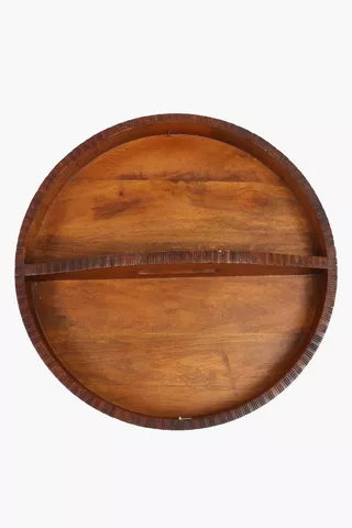 Dalia Etched Round Wooden Tray