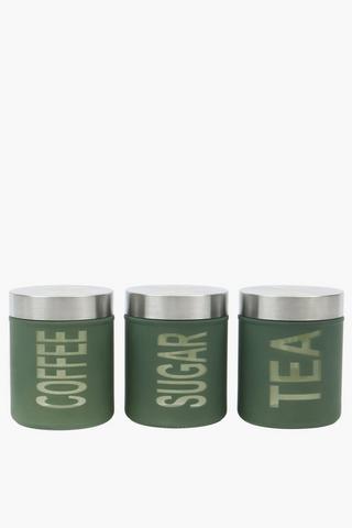 Set Of 3 Frosted Glass Canisters