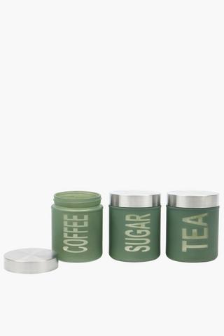 Set Of 3 Frosted Glass Canisters