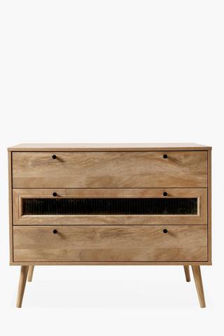 Fluted Wood And Glass Drawer