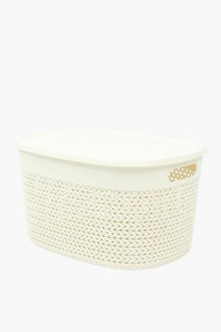 Lidded Knit Storage Basket Large, L39xw29xh22cm