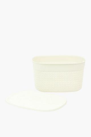 Lidded Knit Storage Basket Large, L39xw29xh22cm