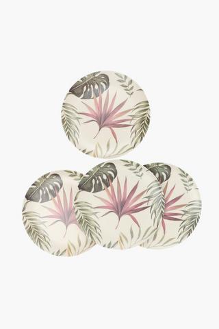 4 Pack Floral Bamboo Dinner Plates