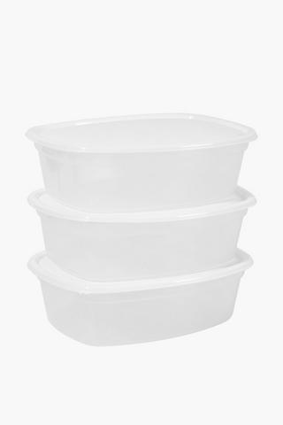 3 Piece Rectangle Food Storage Set, 2000ml