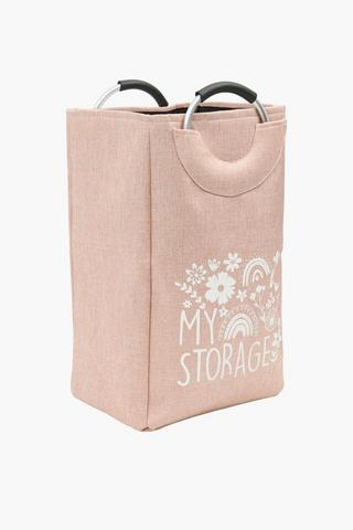 Script Laundry Bag With Ring Handles