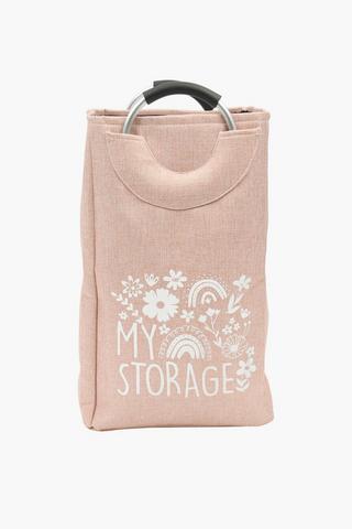 Script Laundry Bag With Ring Handles