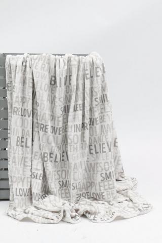 Printed Cam Script Flannel Blanket, 150x180cm