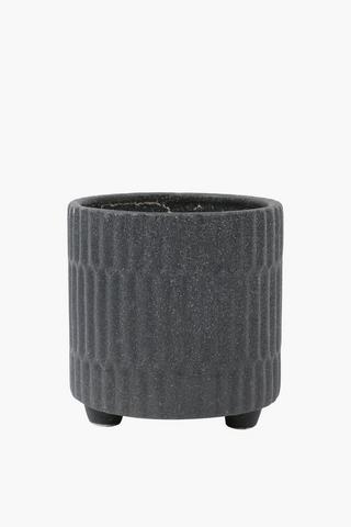 Ribbed Cement Planter, 12x13cm