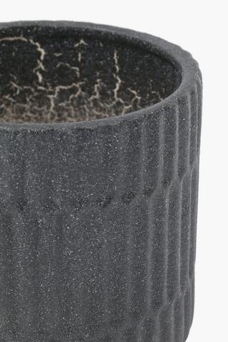 Ribbed Cement Planter, 12x13cm