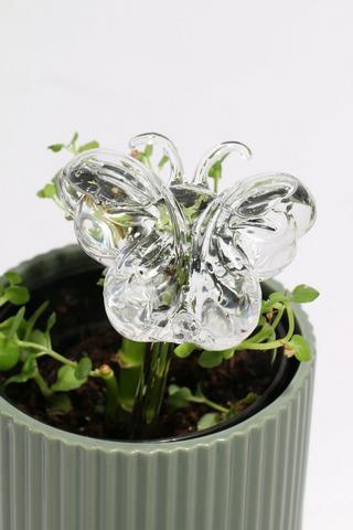 Glass Butterfly Watering Stem, 22cm