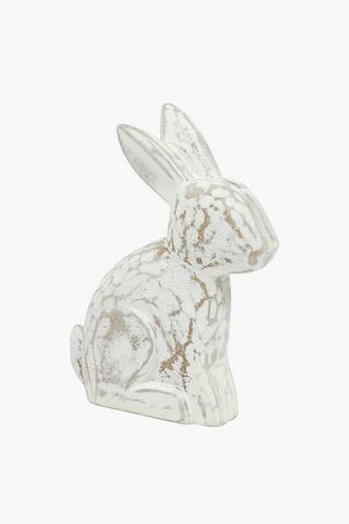 Wooden Bunny Statue, 17x28cm