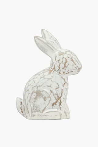 Wooden Bunny Statue, 17x28cm