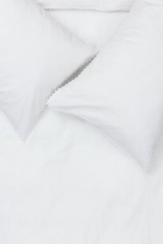 Premium Cotton Pom Pom Trim Duvet Cover Set