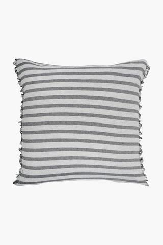 Textured Stripe Fringe Scatter Cushion, 50x50cm