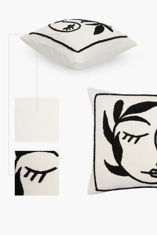 Textured Face Leaf Scatter Cushion, 50x50cm