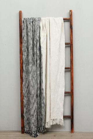 Textured Split Tone Woven Cotton Throw, 140x180cm