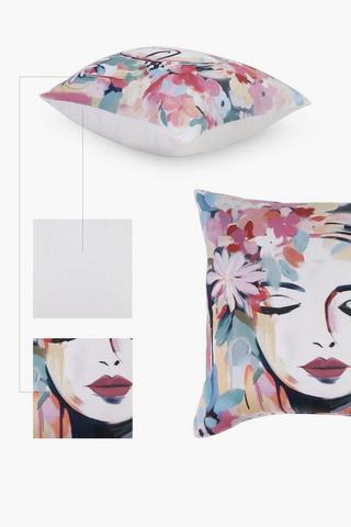 Printed Este Face Scatter Cushion, 50x50cm