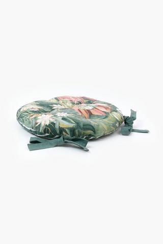 Printed Ameil Protea Round Chair Pad, 40cm