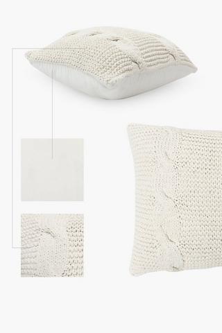 Premium Textured Knitted Feather Scatter Cushion, 60x60cm