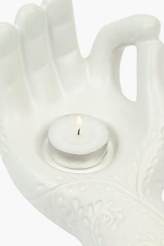 Indira Palm Tealight Holder, 13x23cm