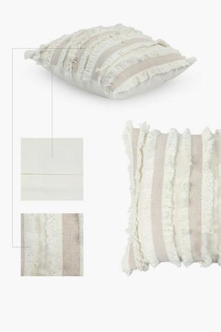 Textured Frayed Scatter Cushion, 50x50cm