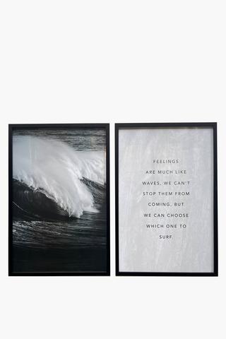 2 Piece Framed Wave Script, 40x60cm