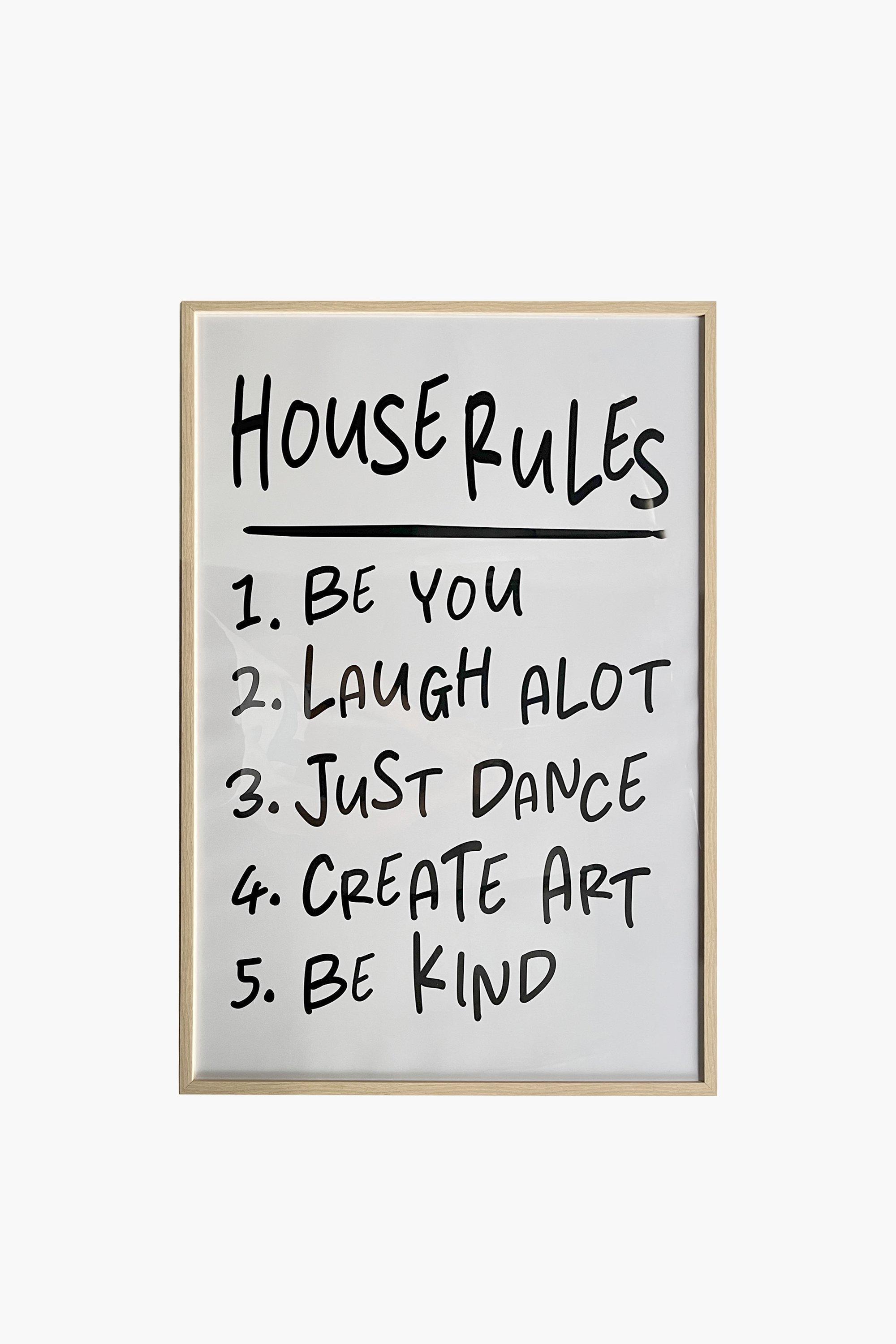 Framed House Rules, 60x90cm